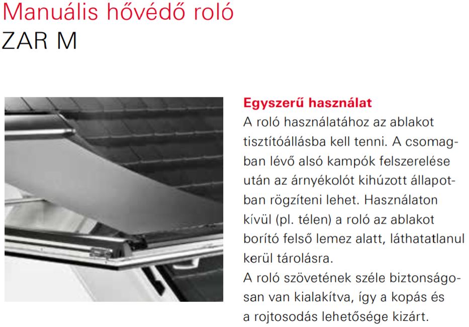 ZAR M Hővédő roló manuális 94/180